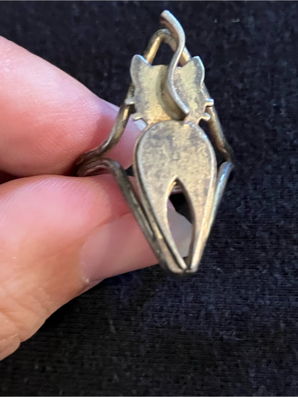 VTG Beaucraft Sterling Silver Mid Century Modern Cat Ring Adjustable - Picture 5 of 6